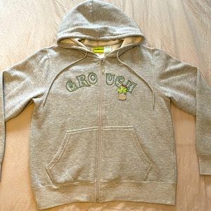 Oscar the grouch, Sesame Street, gray zip up hoodie, size women’s large